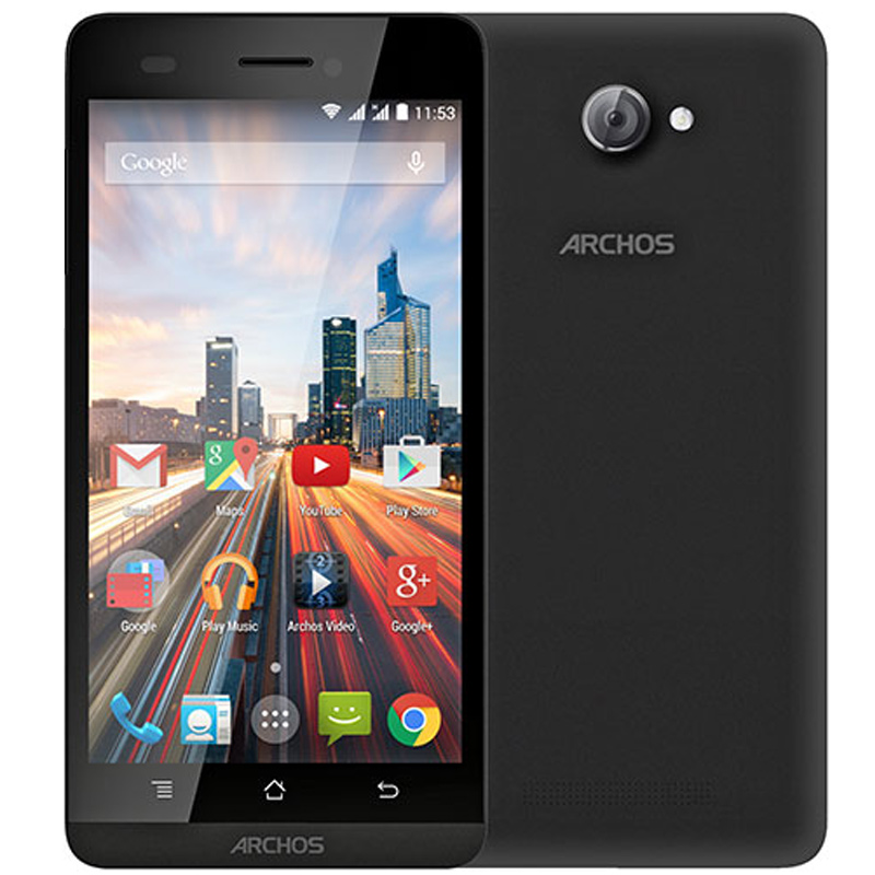 Custodia Cintura Verticale Con Doppia Tasca Per Archos Elements 50B Platinum: In Ecopelle Con Moschettone E Chiusura Velcro, Nero